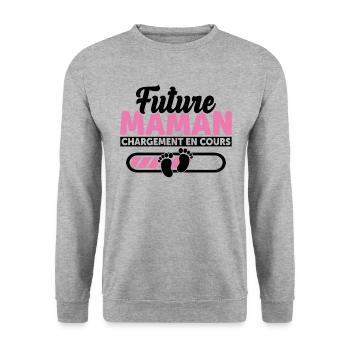 Future Maman Idée Cadeau Enceinte Amour Cool - Sweat-shirt Unisexe - gris chiné - Devant - Alina (178cm) & Michal (187cm)