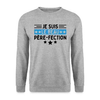 Fête Des Pères Papa Anniversaire Cadeau Beau Papa - Sweat-shirt Unisexe - gris chiné - Devant - Alina (178cm) & Michal (187cm)