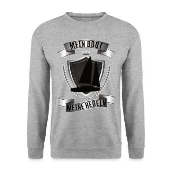 Mein Boot Meine Regeln Segelboot Kapitän Segler - Unisex Pullover - Weißgrau meliert - Vorne - Alina (178cm) & Michal (187cm)