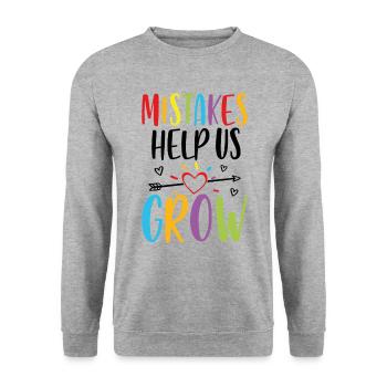 Fehler helfen uns zu wachsen - Unisex Pullover - Weißgrau meliert - Vorne - Alina (178cm) & Michal (187cm)
