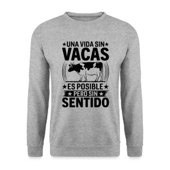 Cadeau De Vache Drôle - Sweat-shirt Unisexe - gris chiné - Devant - Alina (178cm) & Michal (187cm)