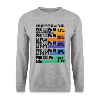 Padel Fun Player Pourquoi Je Perds Au Padel - Sweat-shirt Unisexe - gris chiné - Devant - Alina (178cm) & Michal (187cm)