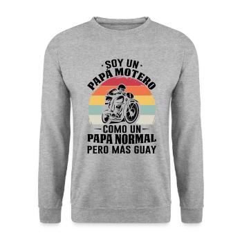 Je Suis Un Papa Motard Pas Normal Mais Plus Cool - Sweat-shirt Unisexe - gris chiné - Devant - Alina (178cm) & Michal (187cm)