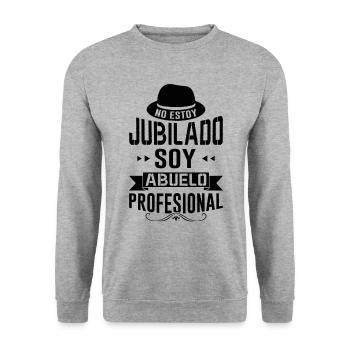 Papi Retraité Je Suis Un Grand-père Professionnel - Sweat-shirt Unisexe - gris chiné - Devant - Alina (178cm) & Michal (187cm)