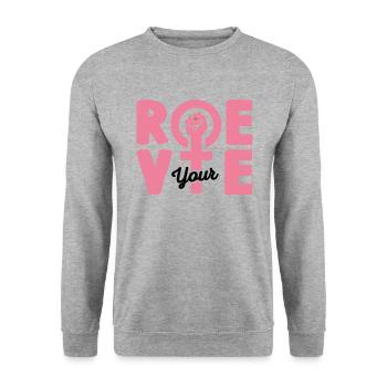 Roe deine Stimme - Unisex Pullover - Weißgrau meliert - Vorne - Alina (178cm) & Michal (187cm)