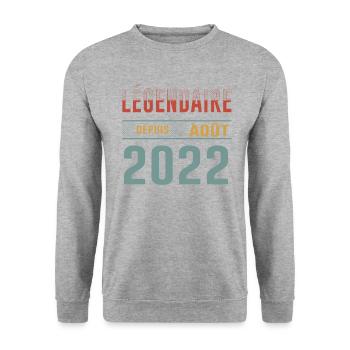 Légendaire Depuis Août 2022 Anniversaire Cadeau - Sweat-shirt Unisexe - gris chiné - Devant - Alina (178cm) & Michal (187cm)