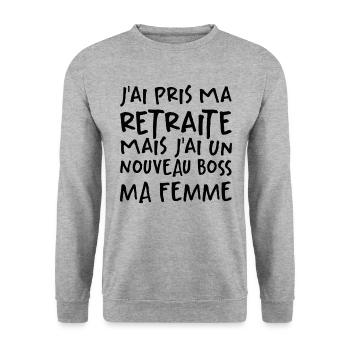 J'ai Pris Ma Retraite - Sweat-shirt Unisexe - gris chiné - Devant - Alina (178cm) & Michal (187cm)