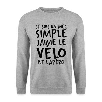 J'aime Le Vélo Et L'apéro - Sweat-shirt Unisexe - gris chiné - Devant - Alina (178cm) & Michal (187cm)