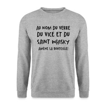 Au Nom Du Verre Du Vice Et Du Saint Whisky - Sweat-shirt Unisexe - gris chiné - Devant - Alina (178cm) & Michal (187cm)