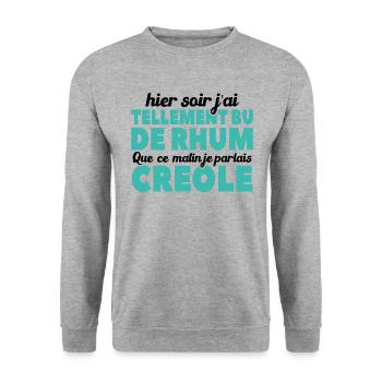 Hier Soir J'ai Tellement Bu De Rhum - Sweat-shirt Unisexe - gris chiné - Devant - Alina (178cm) & Michal (187cm)