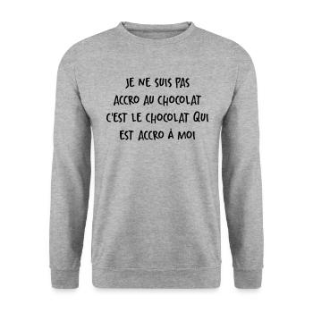 Le Chocolat Qui Est Accro À Moi - Sweat-shirt Unisexe - gris chiné - Devant - Alina (178cm) & Michal (187cm)