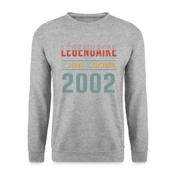 Légendaire Depuis Septembre 2002 Anniversaire - Sweat-shirt Unisexe - gris chiné - Devant - Alina (178cm) & Michal (187cm)