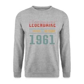 Légendaire Depuis Octobre 1961 Anniversaire - Sweat-shirt Unisexe - gris chiné - Devant - Alina (178cm) & Michal (187cm)
