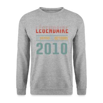 Légendaire Depuis Octobre 2010 Anniversaire - Sweat-shirt Unisexe - gris chiné - Devant - Alina (178cm) & Michal (187cm)