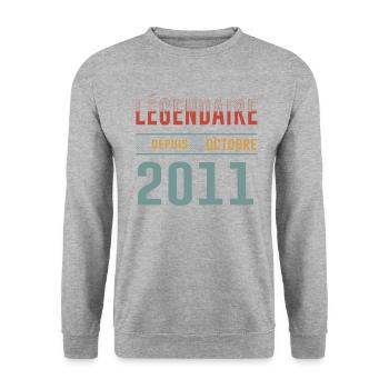 Légendaire Depuis Octobre 2011 Anniversaire - Sweat-shirt Unisexe - gris chiné - Devant - Alina (178cm) & Michal (187cm)
