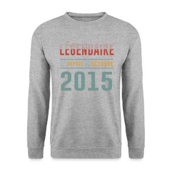 Légendaire Depuis Octobre 2015 Anniversaire - Sweat-shirt Unisexe - gris chiné - Devant - Alina (178cm) & Michal (187cm)