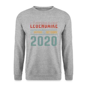 Légendaire Depuis Octobre 2020 Anniversaire - Sweat-shirt Unisexe - gris chiné - Devant - Alina (178cm) & Michal (187cm)