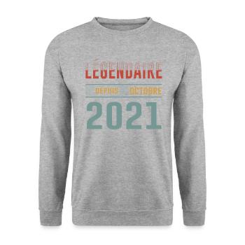 Légendaire Depuis Octobre 2021 Anniversaire - Sweat-shirt Unisexe - gris chiné - Devant - Alina (178cm) & Michal (187cm)