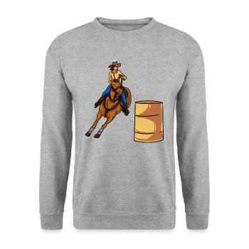 Fassrennen Pferderennen - Unisex Pullover - Weißgrau meliert - Vorne - Alina (178cm) & Michal (187cm)