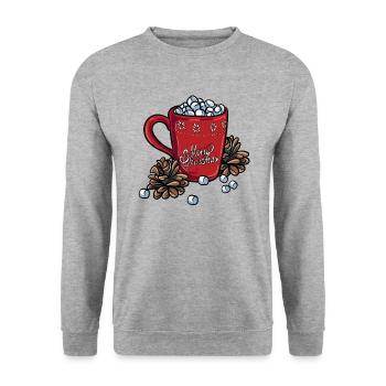 Becher Heiße Schokolade - Unisex Pullover - Weißgrau meliert - Vorne - Alina (178cm) & Michal (187cm)