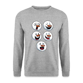 Snowman Faces - Unisex Sweatshirt - salt & pepper - Front - Alina (178cm) & Michal (187cm)