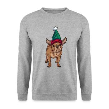 Français Bulldog - Sweat-shirt Unisexe - gris chiné - Devant - Alina (178cm) & Michal (187cm)