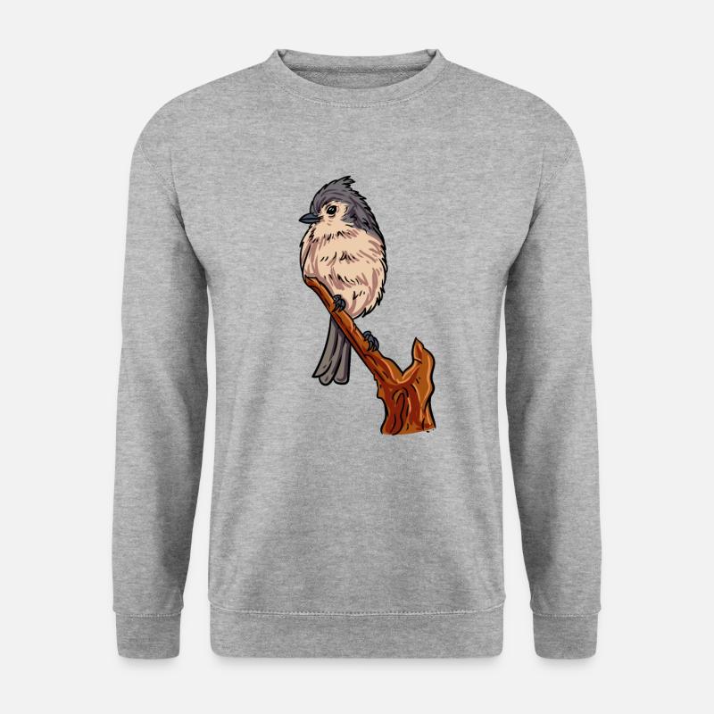 Meise Vogel - Unisex Pullover - Weißgrau meliert