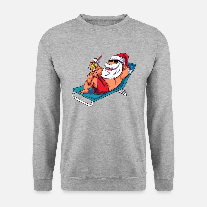 Strand Weihnachtsmann - Unisex Pullover - Weißgrau meliert