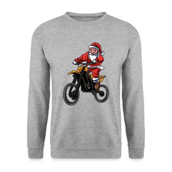 Dirt Bike Motorrad Motorcross - Unisex Pullover - Weißgrau meliert - Vorne - Alina (178cm) & Michal (187cm)
