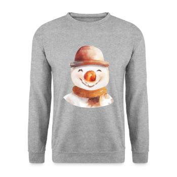Schneemann Gesicht - Unisex Pullover - Weißgrau meliert - Vorne - Alina (178cm) & Michal (187cm)
