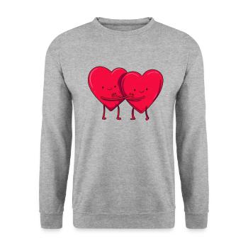 L’amour embrasse les cœurs - Sweat-shirt Unisexe - gris chiné - Devant - Alina (178cm) & Michal (187cm)