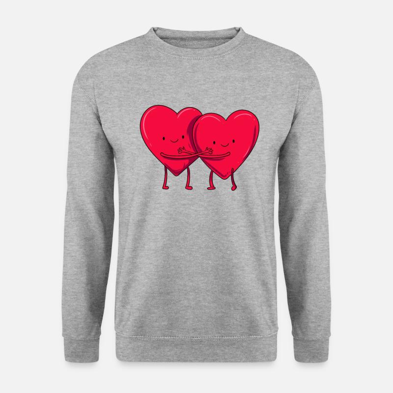 Liebe Umarmende Herzen - Unisex Pullover - Weißgrau meliert