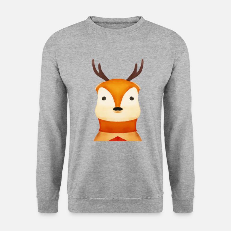 Hirsch Waldtier Reh - Unisex Pullover - Weißgrau meliert