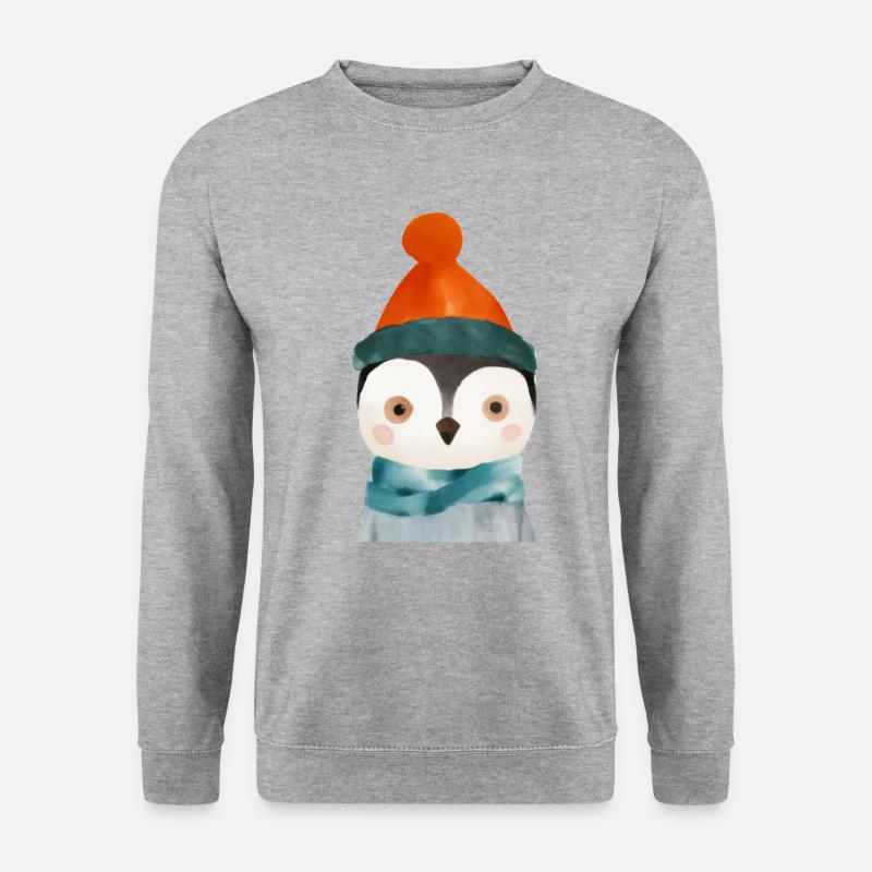 Niedlicher Pinguin - Unisex Pullover - Weißgrau meliert