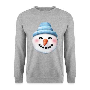 Bonhomme de neige de Noël vintage - Sweat-shirt Unisexe - gris chiné - Devant - Alina (178cm) & Michal (187cm)