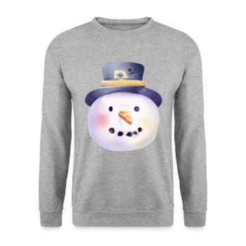Bonhomme de neige de Noël vintage - Sweat-shirt Unisexe - gris chiné - Devant - Alina (178cm) & Michal (187cm)