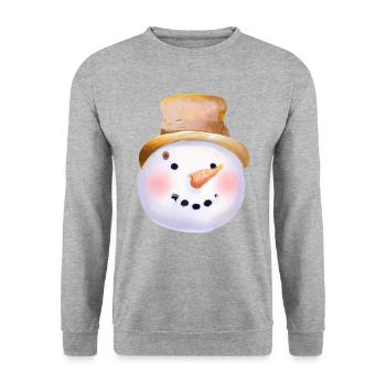 Bonhomme de neige de Noël vintage - Sweat-shirt Unisexe - gris chiné - Devant - Alina (178cm) & Michal (187cm)