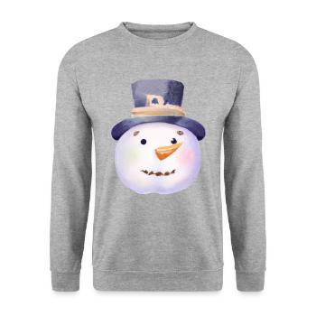Retro Weihnachten Schneemann Gesicht - Unisex Pullover - Weißgrau meliert - Vorne - Alina (178cm) & Michal (187cm)