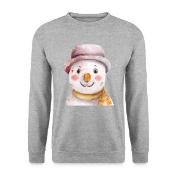 Retro Weihnachten Schneemann Gesicht - Unisex Pullover - Weißgrau meliert - Vorne - Alina (178cm) & Michal (187cm)