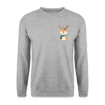 Poche poitrine de cerf - Sweat-shirt Unisexe - gris chiné - Devant - Alina (178cm) & Michal (187cm)