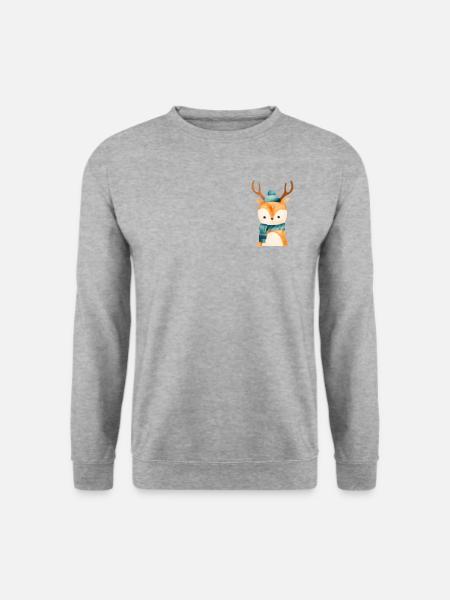 Hirsch Brusttasche - Unisex Pullover - Weißgrau meliert