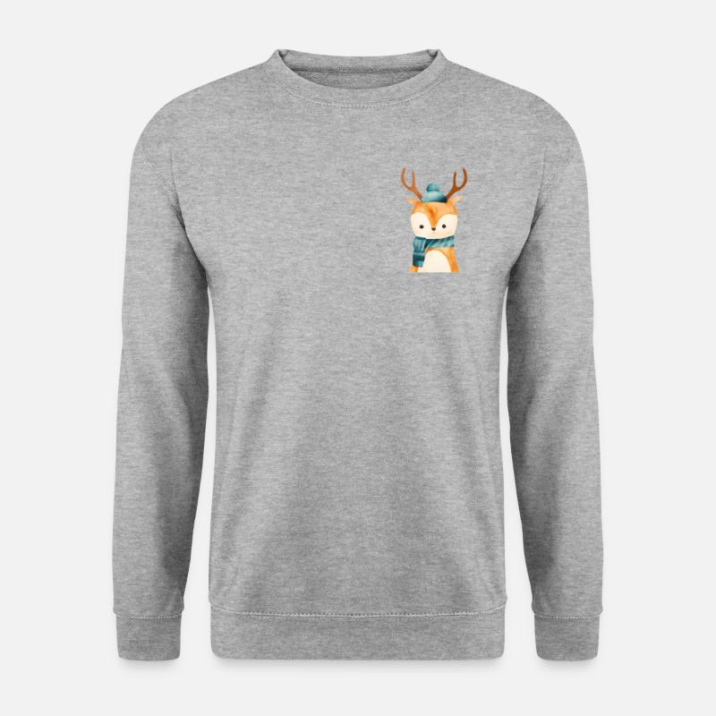Hirsch Brusttasche - Unisex Pullover - Weißgrau meliert