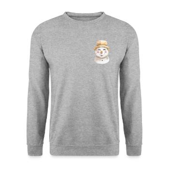 Snowman Face Retro Winter Chest Pocket - Unisex Sweatshirt - salt & pepper - Front - Alina (178cm) & Michal (187cm)