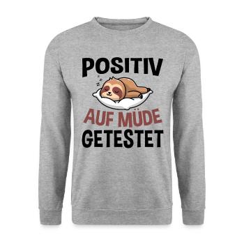 Positiv Auf Müde Getestet - Unisex Pullover - Weißgrau meliert - Vorne - Alina (178cm) & Michal (187cm)