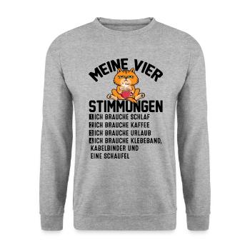 Meine Vier Stimmungen - Unisex Pullover - Weißgrau meliert - Vorne - Alina (178cm) & Michal (187cm)