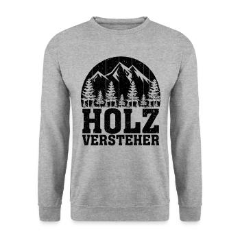 Holzversteher Chainsaw Retro Forest Woodworker - Unisex Pullover - Weißgrau meliert - Vorne - Alina (178cm) & Michal (187cm)