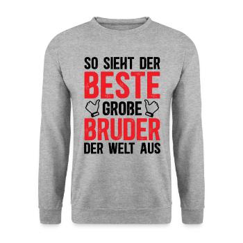 So Sieht Der Beste Große Bruder Der Welt Aus - Unisex Pullover - Weißgrau meliert - Vorne - Alina (178cm) & Michal (187cm)