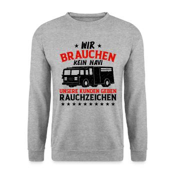 Wir Brauchen Kein Navi - Unisex Pullover - Weißgrau meliert - Vorne - Alina (178cm) & Michal (187cm)
