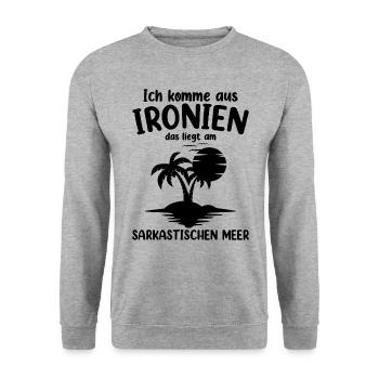 Ich Komme Aus Ironien - Unisex Pullover - Weißgrau meliert - Vorne - Alina (178cm) & Michal (187cm)