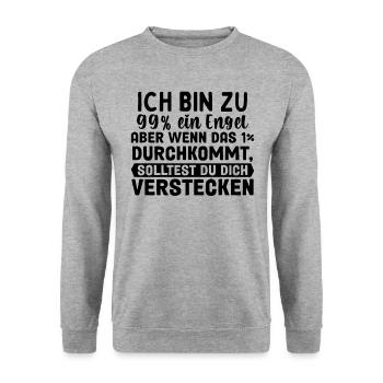 Ich Bin Fast Ein Engel - Unisex Pullover - Weißgrau meliert - Vorne - Alina (178cm) & Michal (187cm)